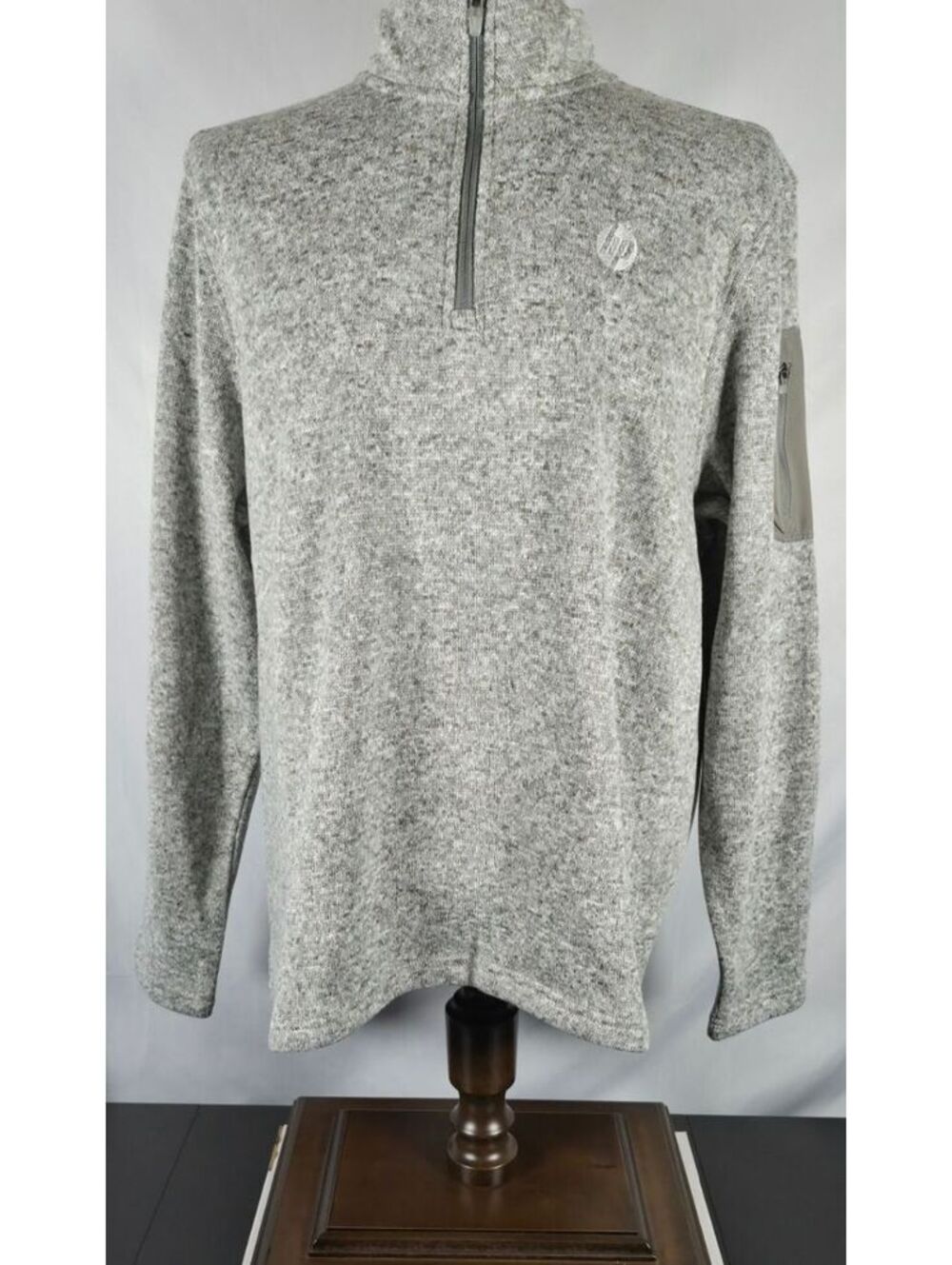 NWT Charles River HP Logo Heathered Fleece Quarter Zip XL